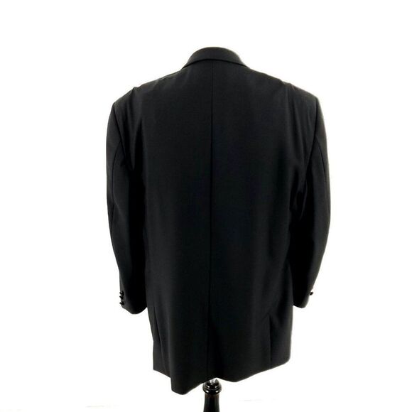 Jack Victor Super 100s Wool 1 Felt Button Tuxedo Jacket‎ 46L Black Notch Lapel - Picture 6 of 12